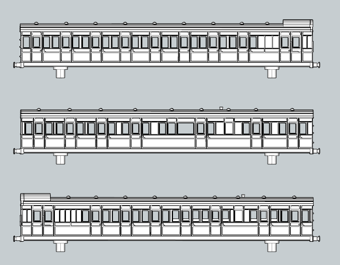 (image for) (N) SECR Birdcage Trio-C Timber Panelled 3 Coach Bundle - Set 595